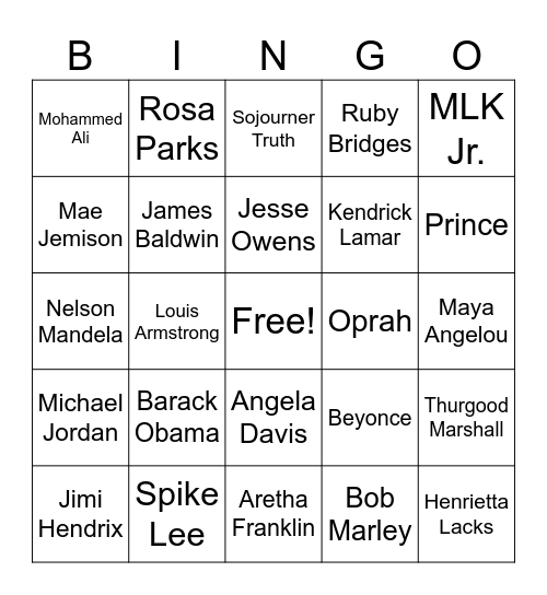 Black Icons Bingo Card