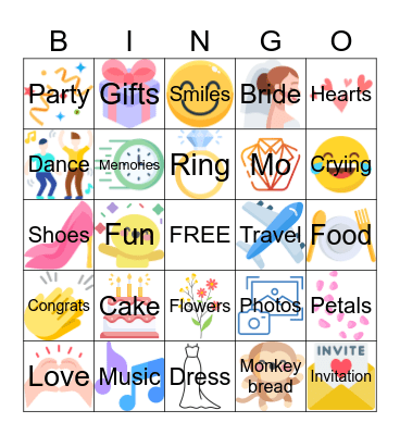 Wedding Bingo! Bingo Card