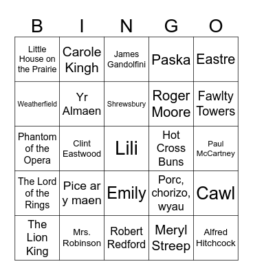 Ebrill 11 2025 Bingo Card