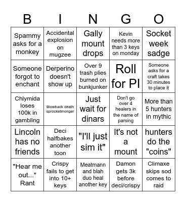 Odds Bingo Card