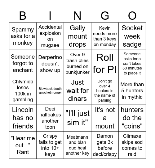 Odds Bingo Card