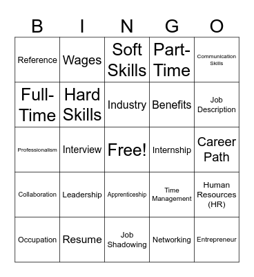College & Career Bingo Card