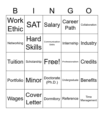College & Career Bingo Card