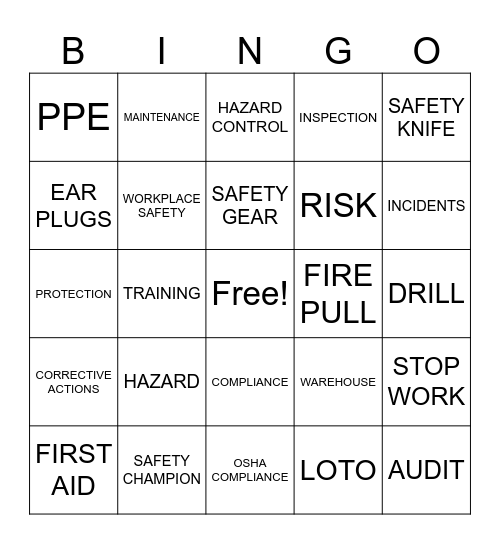 WAREHOUSE SAFETY Bingo Card