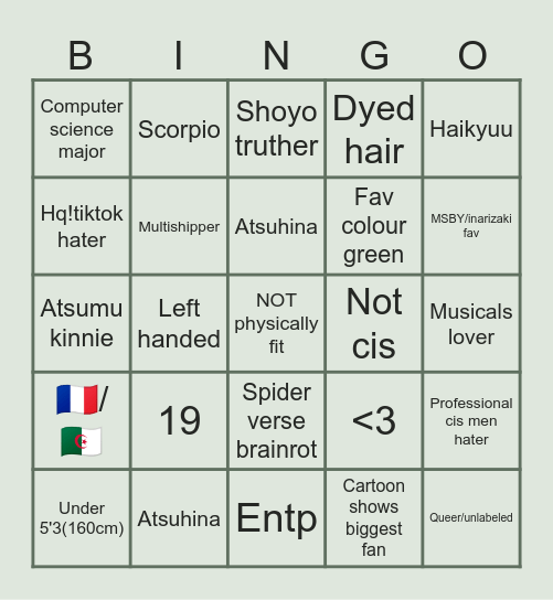 Boun's Bingo Card