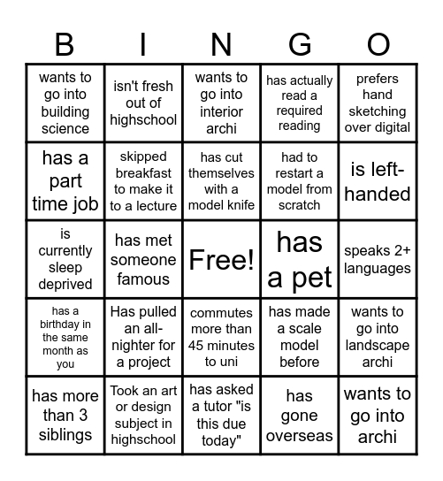 Human Bingo Card