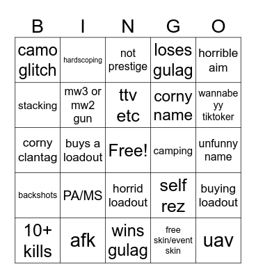 WZ BO6 Bingo Card