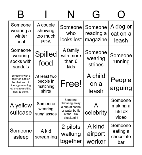 Airport Bingo 2.0 (To Idaho) Bingo Card
