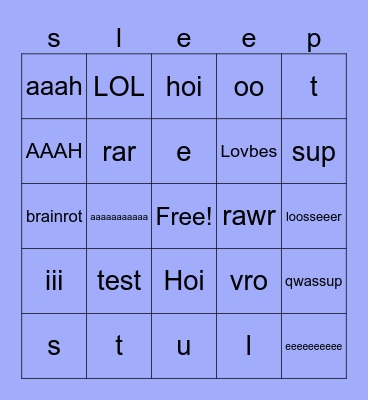 Sleepy Space Bingo Test Bingo Card