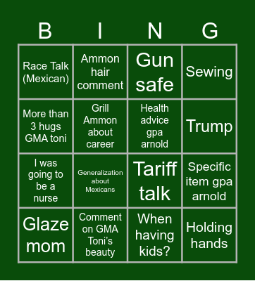 Ammon bday bingo Card