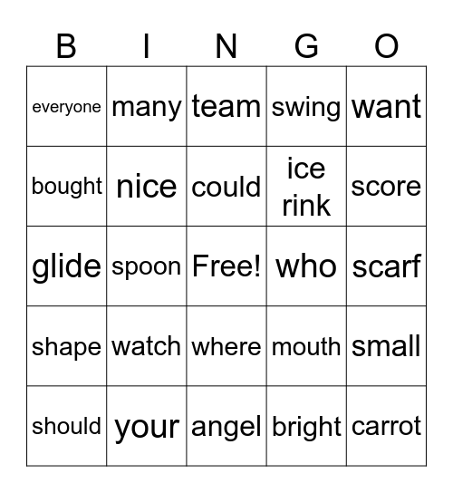 The ice and snow book Bingo Card