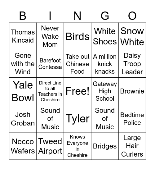All About Cathy Bingo Card