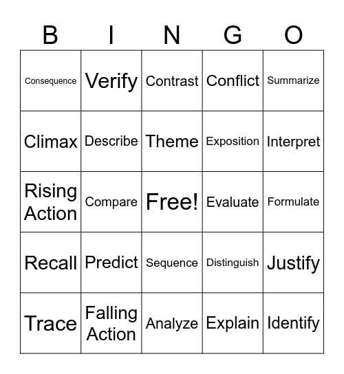 MCAS Vocabulary Bingo Card