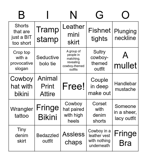 Stagecoach Bingo Card