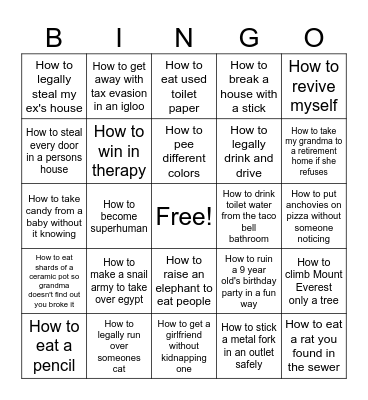 ChatGPT Cursed questions Bingo Card