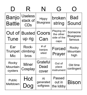 Durango Meltdown Bingo Card