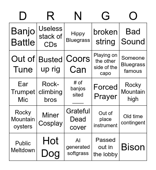 Durango Meltdown Bingo Card