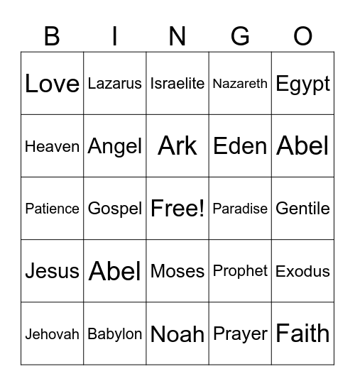 Bible Bingo Card