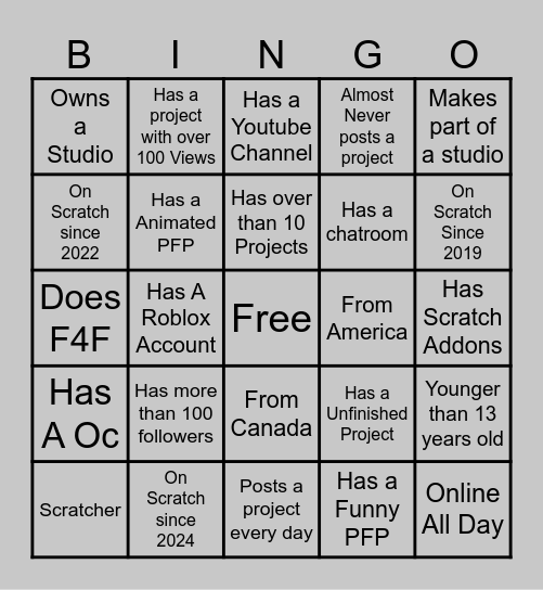 Scratch Bingo! Bingo Card