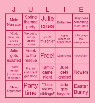 Welcome Home Update Bingo Card