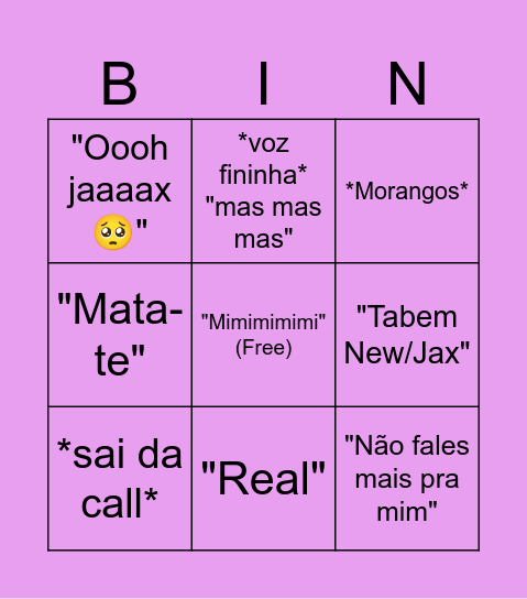 Bingo da Jeh Bingo Card