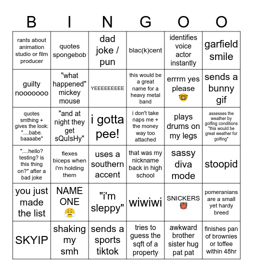 j 💙👴 Bingo Card