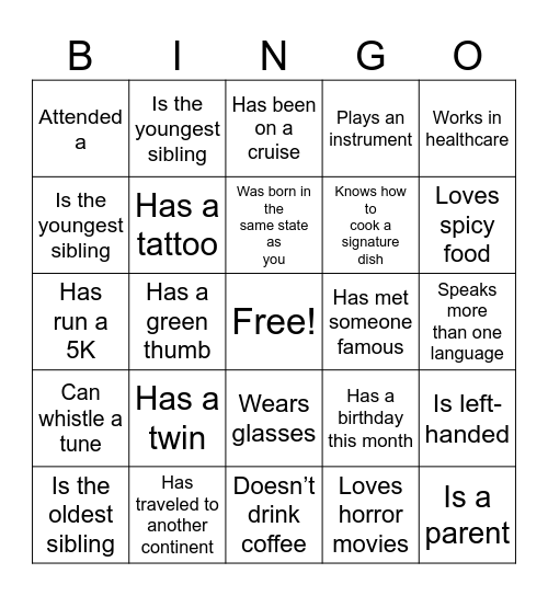 Who Are My Pyramid Sisters Bingo Card