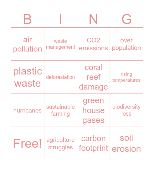 Haiti Enviromental Issue Bingo Card