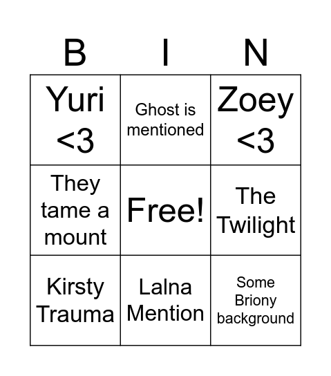 DAWNLIGHT EP 5 Bingo Card