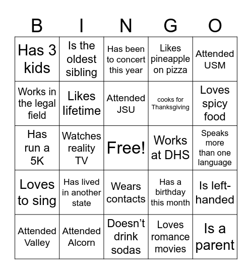 Who Are My Pyramid Sisters Bingo Card