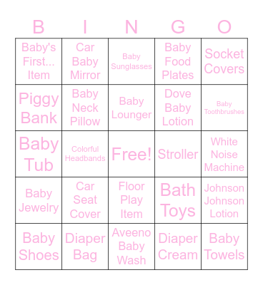 Baby Love's Bingo Card