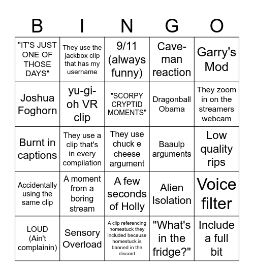 WTVS Clip Comp Bingo Card
