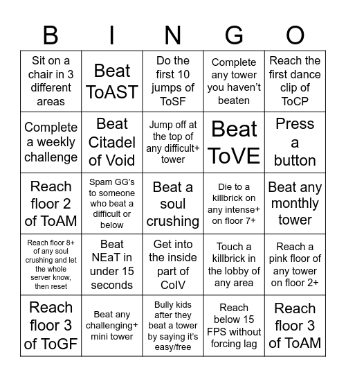 EToH Bingo Card