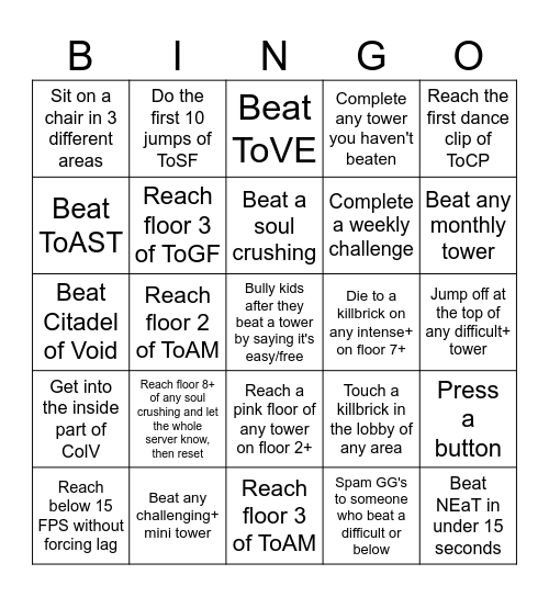 EToH Bingo Card
