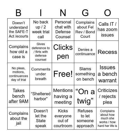 T 510 BINGO Card