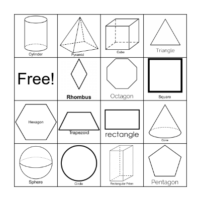 Shapes Bingo Card