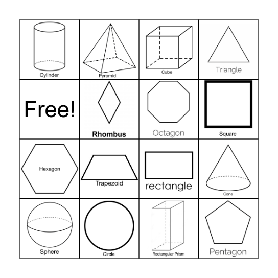 Shapes Bingo Card