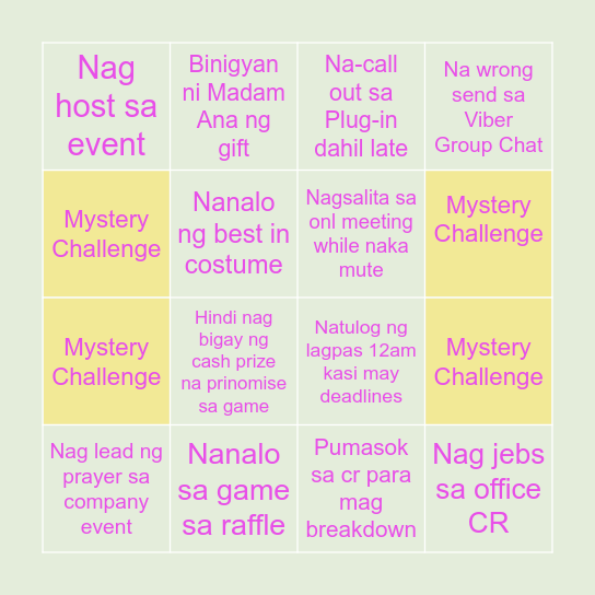 Inficon BINGO Card