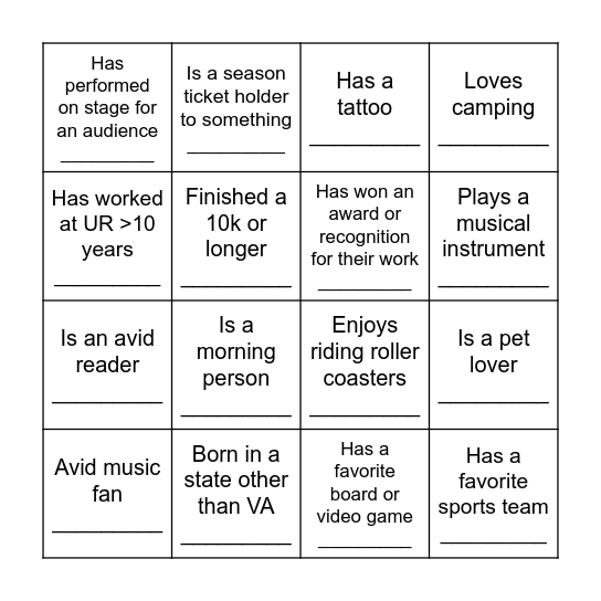 Academic Affairs Bingo card Bingo Card