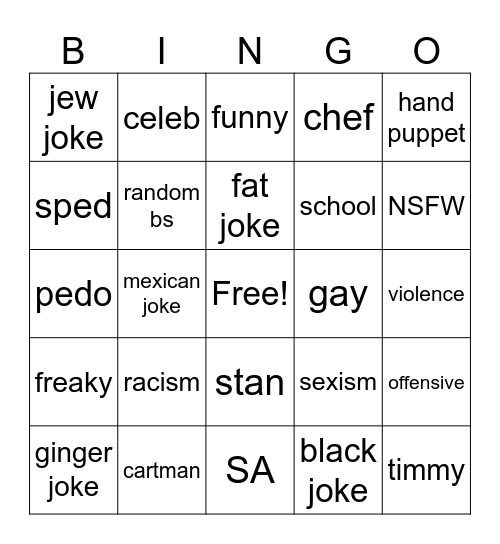 south park bingo Card