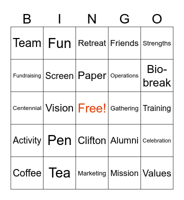 AED Retreat Bingo Card
