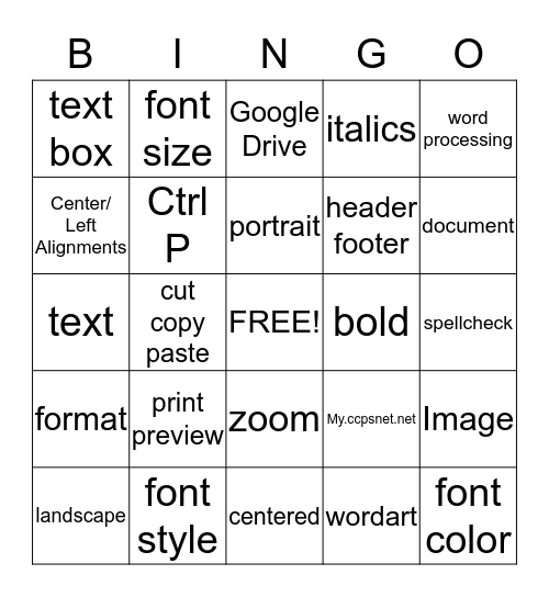 2nd - 3rd grade   BINGO Card