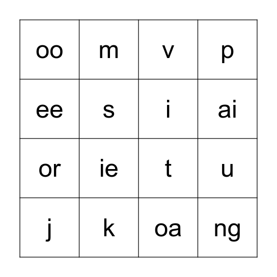 Find the sounds! Bingo Card
