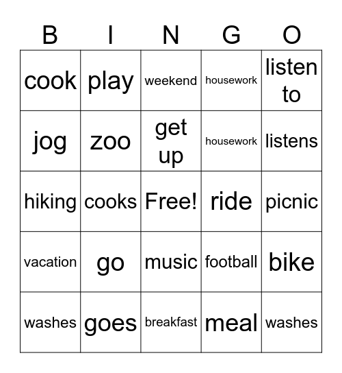 VA class Bingo Card