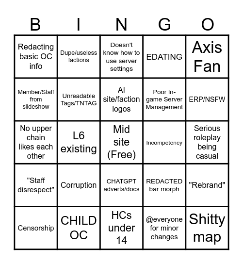 LOCKED IN BINGO Card