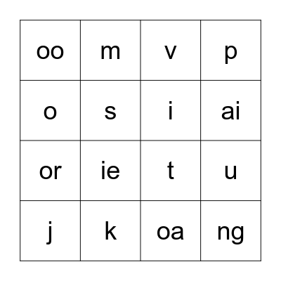 Find the sounds! Bingo Card