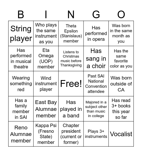 Province Day "Find Someone Who" Bingo Card