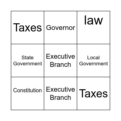 Government Bingo Card