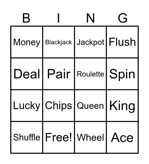 Casino Bingo Card