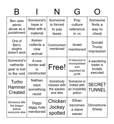 Nerds+ Minecraft Bingo Card